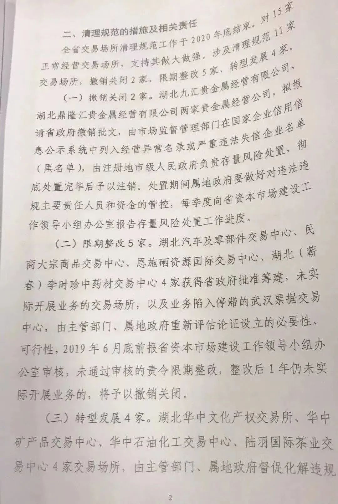 各省交易场所清理整顿最新消息